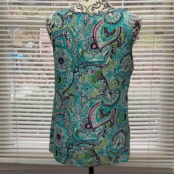 Lilly Pulitzer 100% Silk Sleeveless Blouse, Size 4 - Picture 2 of 6